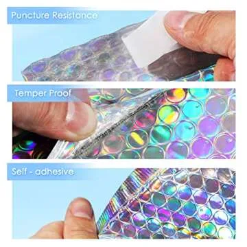 100 Pack Metallic Bubble Mailers in 3 Sizes for Shipping