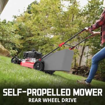 PowerSmart Self Propelled Gas Lawn Mower, 21-Inch 170cc OHV Engine RWD Single-Speed 3-in-1 with Bagging