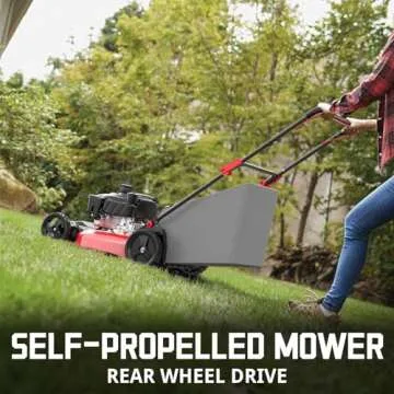 PowerSmart Self Propelled Gas Lawn Mower, 21-Inch 170cc OHV Engine RWD Single-Speed 3-in-1 with Bagging