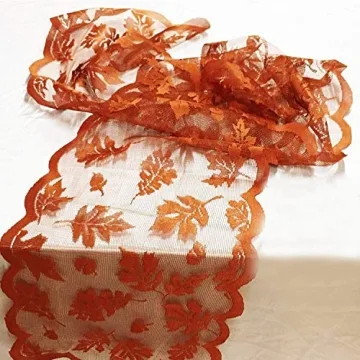 Fall Table Runner Decorations 13 x 72 Inch Maple Leaves Table Runner Fall Decor Harvest Lace Pumpkin...