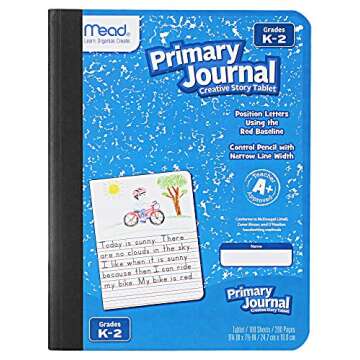 Mead Primary Journal Kindergarten Writing Tablet 6 Pack of Primary Composition Notebook Colors May Vary For Grades K- 2, 100 Sheets (200 Pages) Creative Story Notebooks for Kids 9 3/4 in by 7 1/2 in.