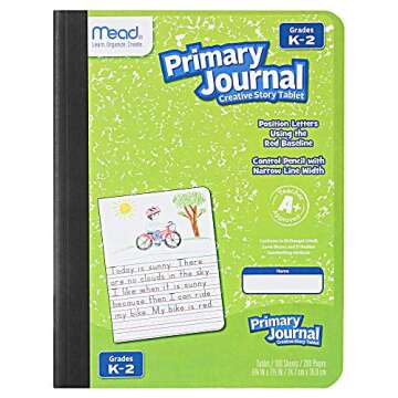 Mead Primary Journal Kindergarten Writing Tablet 6 Pack of Primary Composition Notebook Colors May Vary For Grades K- 2, 100 Sheets (200 Pages) Creative Story Notebooks for Kids 9 3/4 in by 7 1/2 in.