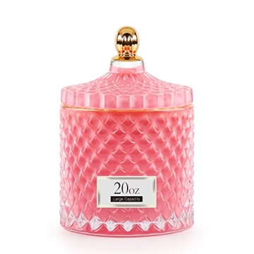 ALAMHI Candy Cookie Jar Candy Dish with Lid, Apothecary Jars with Lids for Bathroom Pink Decor Aesth...