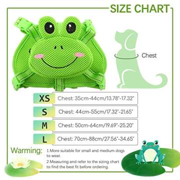 IDOMIK Dog Backpack Harness, No-Pull Dog Backpack with D-Ring for Small Medium Dogs, Cute Self Carrier Backpack for Dogs to Wear, Adjustable Dog Harness Backpack for Traveling Camping Hiking, Frog, XS