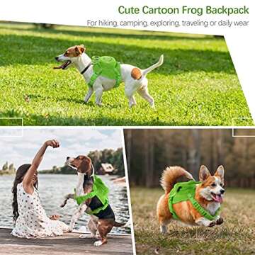 IDOMIK Dog Backpack Harness, No-Pull Dog Backpack with D-Ring for Small Medium Dogs, Cute Self Carrier Backpack for Dogs to Wear, Adjustable Dog Harness Backpack for Traveling Camping Hiking, Frog, XS