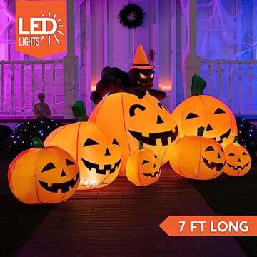 Joiedomi 7 FT Long Halloween Inflatables Pumpkin Outdoor Decorations, 7 Pumpkins Outside Decoration ...