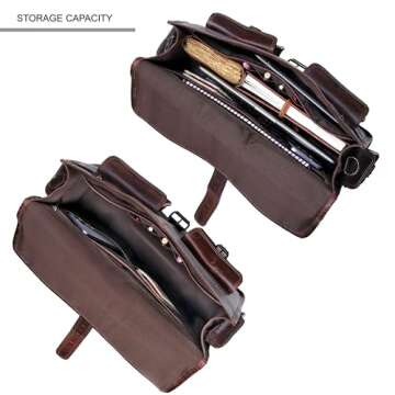 cuero Leather Briefcase Work Bag for Men Women Dark Brown Crossbody Genuine Leather Satchel Office Bag for Men Women 18 Inch Computer Travel Messenger Laptop Shoulder Bag Cureo