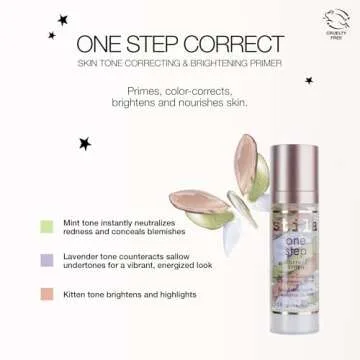 stila One Step, Color Corrector & Brightening Primer Facial Serum to Even Skin Tone, Moisturize & Hydrate, Oil-Free Makeup 1 Fl. Oz.