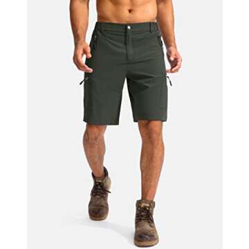 Pudolla Men's Hiking Cargo Shorts 9" Lightweight Outdoor Work Shorts