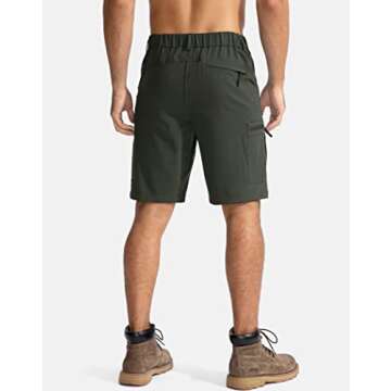 Pudolla Men's 9" Hiking Cargo Shorts with 5 Zipper Pockets