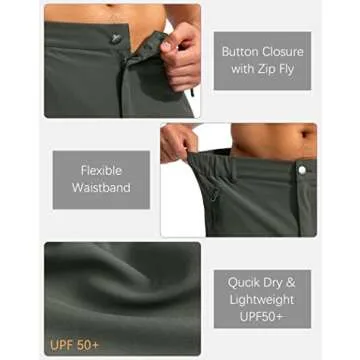 Pudolla Men's 9" Hiking Cargo Shorts with 5 Zipper Pockets