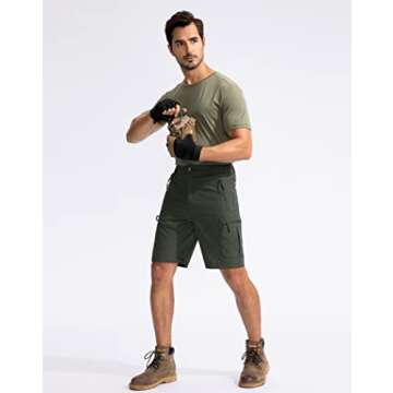 Pudolla Men's 9" Hiking Cargo Shorts with 5 Zipper Pockets