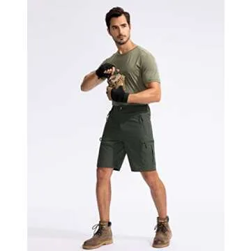 Pudolla Men's 9" Hiking Cargo Shorts with 5 Zipper Pockets