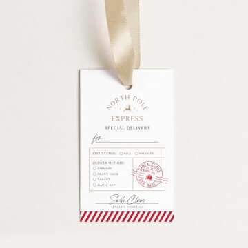 ThreeKin Pack of 50 Christmas Gift Tags, 2 x 3 Rectangle Tag with Pre-Punched Hole, Perfect Hanging ...