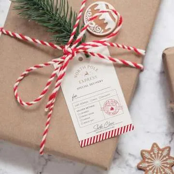 ThreeKin Pack of 50 Christmas Gift Tags, 2 x 3 Rectangle Tag with Pre-Punched Hole, Perfect Hanging Tags for Holiday Gifts, Christmas Presents, Events and Celebrations | Gift Wrap Tags