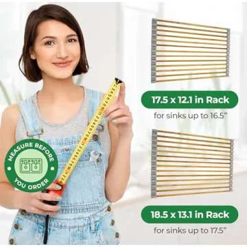 AIRNEX Bamboo Sink Drying Rack, Roll Up Dish Drying Rack Over The Sink Kitchen, Wooden Over The Sink Drying Rack for Kitchen Sink, Roll Out Sink Drainers, Kitchen Sink Accessories (17 x 12 in)