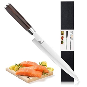 Professional 10-Inch Sashimi Sushi Knife - Imarku Yanagiba with Pakkawood Handle