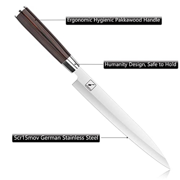 Imarku 10-Inch Sashimi Sushi Knife with Pakkawood Handle