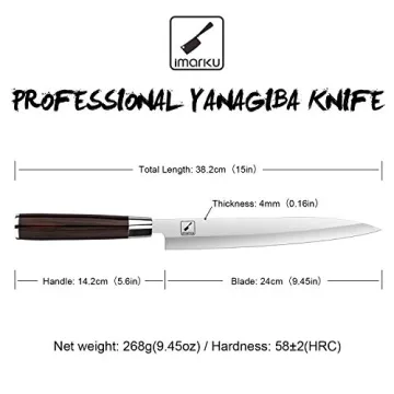 Imarku 10-Inch Sashimi Sushi Knife with Pakkawood Handle