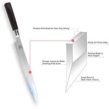 Imarku 10-Inch Sashimi Sushi Knife with Pakkawood Handle