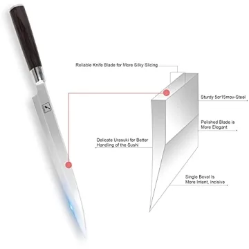 Imarku 10-Inch Sashimi Sushi Knife with Pakkawood Handle