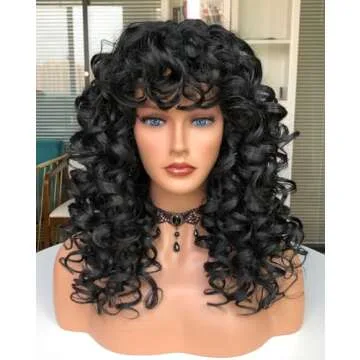 Annivia Curly Wig with Bangs for Black Women