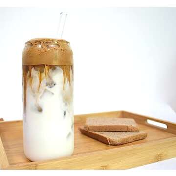 Mehome Glass Cups Wide Mouth Mason Jar Drinking Glasses Can Shaped Glass Cups for Beer Whiskey，Soda, Iced Coffee, Iced Tea (Beer Glasses 20 OZ)