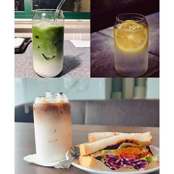 Mehome Glass Cups Wide Mouth Mason Jar Drinking Glasses Can Shaped Glass Cups for Beer Whiskey，Soda, Iced Coffee, Iced Tea (Beer Glasses 20 OZ)