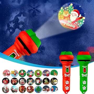 Christmas Projector Torch for Kids – 24 Patterns & Educational Fun