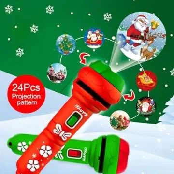 Christmas Projector Torch for Kids – 24 Patterns & Educational Fun