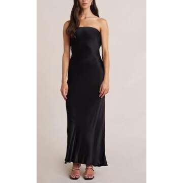 Womens Strapless Maxi Dress Tube Top Bodycon Long Dresses Ladies Elegant Cocktail Dress Summer 2022