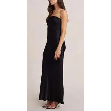 Womens Strapless Maxi Dress Tube Top Bodycon Long Dresses Ladies Elegant Cocktail Dress Summer 2022