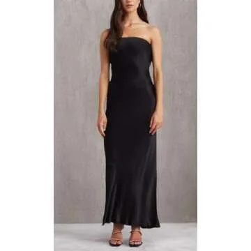 Womens Strapless Maxi Dress Tube Top Bodycon Long Dresses Ladies Elegant Cocktail Dress Summer 2022