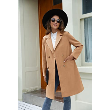 Yousify Women's Wool Blend Pea Coat Stylish Winter Warmth