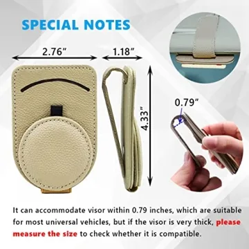 CIKOUCIN Leather Magnetic Sunglass Holder for Car Visor