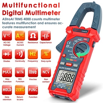 AstroAI Auto-ranging Digital Clamp Meter 4000 Counts