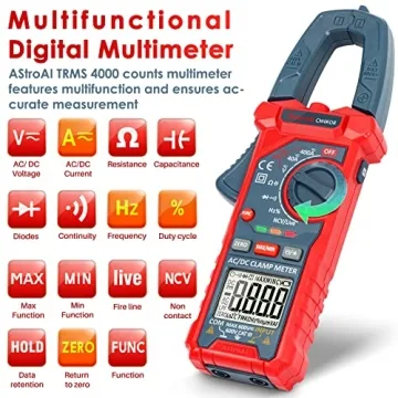 AstroAI Auto-ranging Digital Clamp Meter 4000 Counts