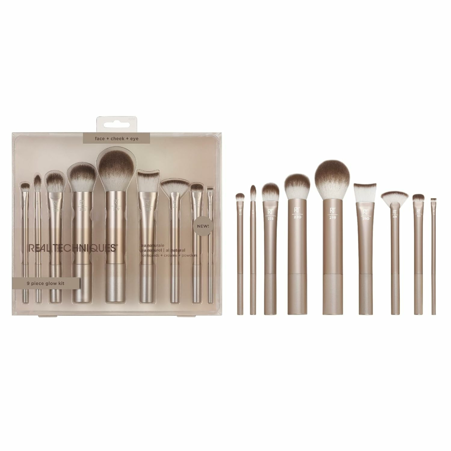 Real Techniques 9 Piece Makeup Brush Set - Au Naturale