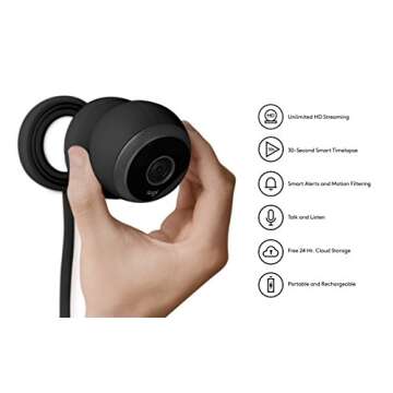 Logitech Circle Wireless 1080p Video Battery Powered Security Camera with 2-Way Talk (Black)