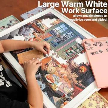 Playboda 1000 Pieces Rotating Plastic Puzzle Board with Drawers and Cover, 30"x22" Portable Spinning Jigsaw Puzzle Table for Adults, Upgraded Lazy Susan, Ideal Gift for Mum