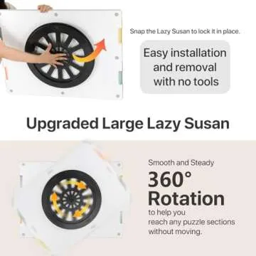 Playboda 1000 Pieces Rotating Plastic Puzzle Board with Drawers and Cover, 30"x22" Portable Spinning Jigsaw Puzzle Table for Adults, Upgraded Lazy Susan, Ideal Gift for Mum