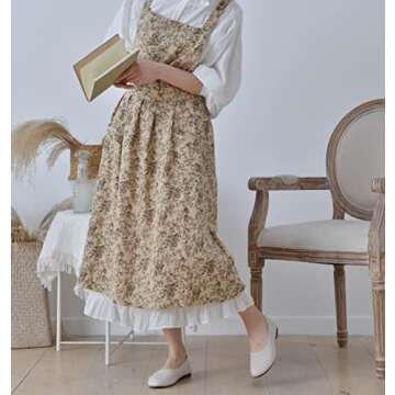 FADUOFA Cotton Cross Back Apron Perfect for Cooking