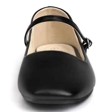 MUSSHOE Womens Ballet Mary Jane Flats Shoes Adjustable Strap Comfortable Square Closed Toe Versatile...