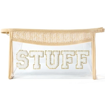 Belanttega Boho Patch Cosmetic Bag - Valentine's Day Gift STUFF Chenille Varsity Letter Toiletry Bag...