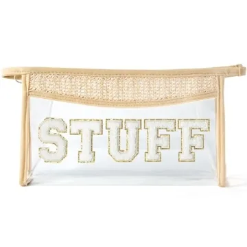 Belanttega Boho Patch Cosmetic Bag - Valentine's Day Gift STUFF Chenille Varsity Letter Toiletry Bag...