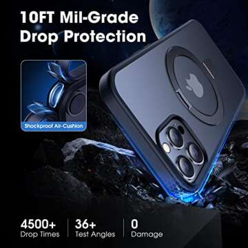 CASEKOO Designed for iPhone 12 Pro Max Case with Magnetic Invisible Stand [Military Drop Protection] [Compatible with MagSafe] Shockproof Slim Translucent Matte Promax Case 6.7 Inch, Black