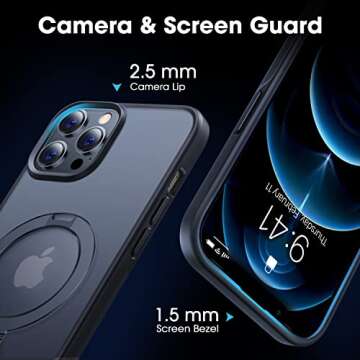 CASEKOO Designed for iPhone 12 Pro Max Case with Magnetic Invisible Stand [Military Drop Protection] [Compatible with MagSafe] Shockproof Slim Translucent Matte Promax Case 6.7 Inch, Black