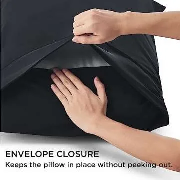 Bedsure Pillow Cases Standard Size Set of 2 - Black Polyester Microfiber Pillowcases, Super Soft and Cozy Pillowcase, Pillow Case Covers with Envelop Closure, 20x26 Inches