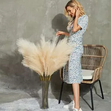FOTEEWL 8 Pcs 45" Faux Pampas Grass for Chic Home Decor