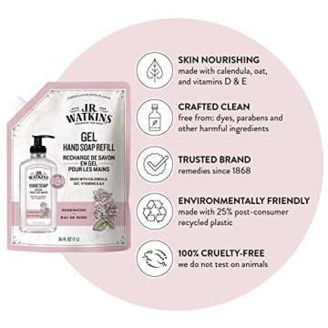 J.R. Watkins Rosewater Gel Hand Soap Refill - 34 Fl Oz, 3 Pack